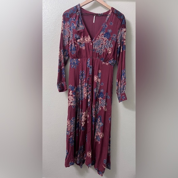 Free People Miranda Printed Midi Dress Size 4 - Picture 5 of 12